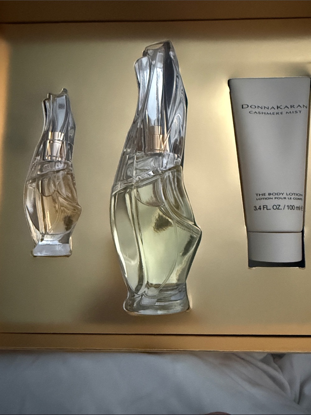 Donna Karan Cashmere Mist Set - Clear Bottles with Pale Gold Liquid